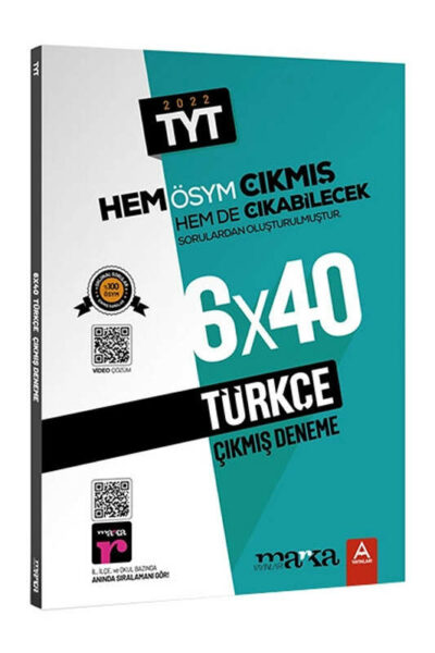 Marka Yayınları 2022 TYT Türkçe ÖSYM Çıkmış ve Çıkabilecek Sorulardan Oluşturulmuş 6 Deneme Sınavı Tamamı Video Çözümlü