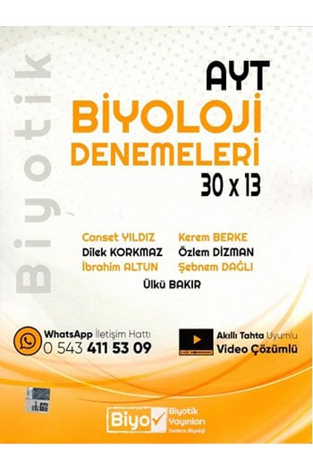 Biyotik Yayınları AYT Biyoloji 30x13 Denemeleri