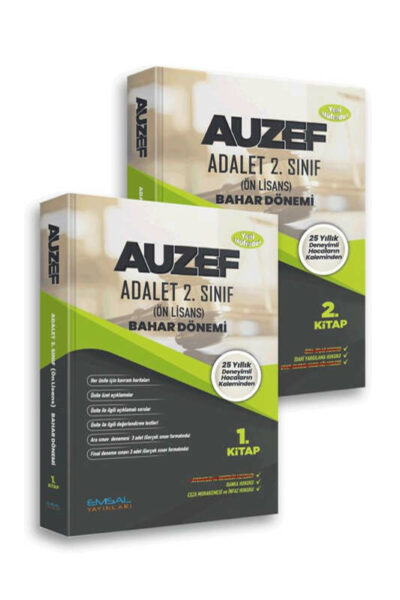 Emsal Yayınları AUZEF ADALET 2. Sınıf 4. Yarıyıl Konu Özetli Soru Bankası (Bahar Dönemi) 2 KİTAP