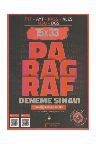 Edebiyat Sokağı TYT AYT KPSS ALES MSÜ DGS Paragraf 15x33 Deneme Sınavı