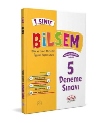 Editör Yayınevi 1.Sınıf Bilsem Tamamı Çözümlü 5 Fasikül Deneme Sınavı