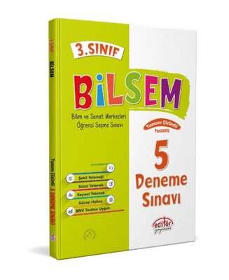 Editör Yayınevi 3. Sınıf BİLSEM Tamamı Çözümlü 5 Fasikül Deneme Sınavı
