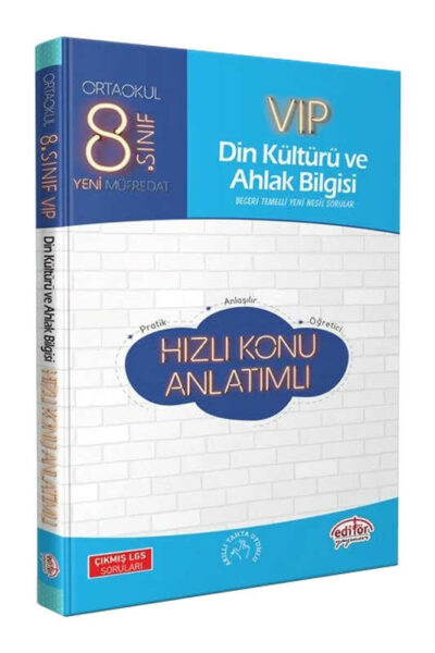 Editör Yayınları 8.Sınıf VİP Din Kültürü ve  Ahlak Bilgisi Hızlı Konu Anlatımı