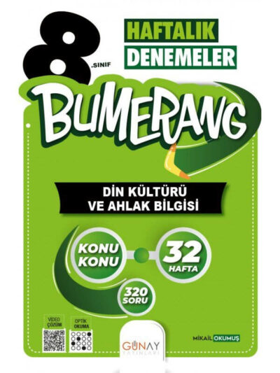 Günay Yayınları 8. Sınıf Bumerang 32 Haftalık Din Kültürü ve Ahlak Bilgisi Denemeleri