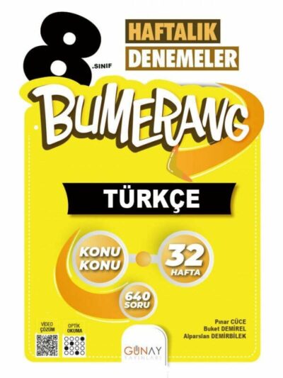 Günay Yayınları 8. Sınıf Bumerang 32 Haftalık Türkçe Denemeleri