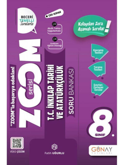 Günay Yayınları 8. Sınıf Zoom Serisi T.C. İnkılap Tarihi ve Atatürkçülüksoru Bankası