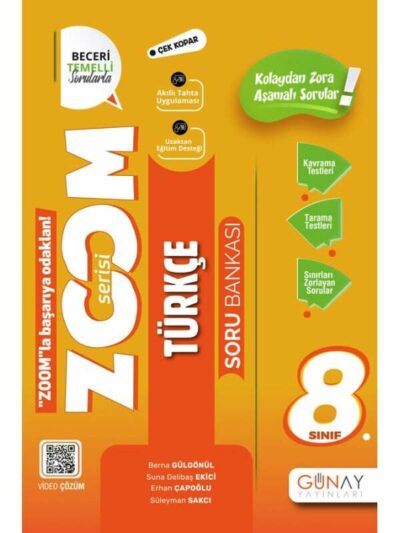 Günay Yayınları 8. Sınıf Zoom Serisi  Türkçe Soru Bankası