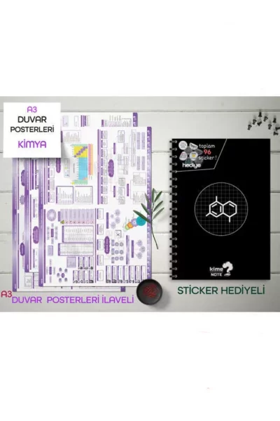 Kime Note TYT Kareli Kimya Okul Defteri Konu Anlatımlı 3 Büyük Poster ve 96 Sticker Hediye (9-10-11-12.Sınıfa Uygun)