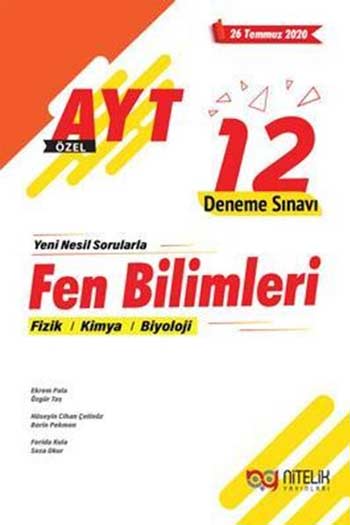 Nitelik Yayınları AYT Fen Bilimleri 12 Deneme Sınavı