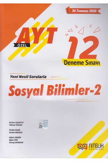 Nitelik Yayınları AYT Sosyal Bilimler-2 Özel 12 Deneme Sınavı