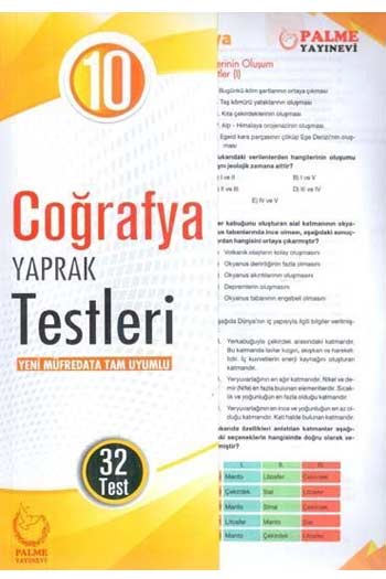 Palme Yayınları 10. Sınıf Coğrafya Yaprak Testleri