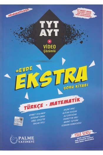 Palme Yayınları TYT AYT Türkçe Matematik Evde Ekstra Soru Kitabı
