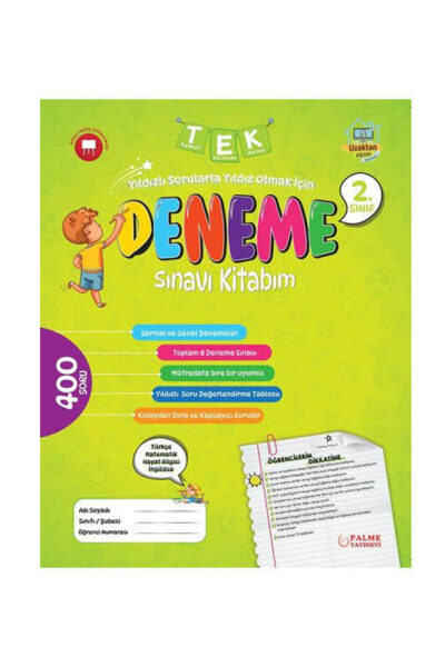 Palme Yayınları 2.Sınıf Tek Deneme Sınavı Kitabım