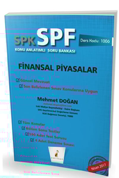 Pelikan Yayınevi SPK - SPF Finansal Piyasalar Konu Anlatımlı Soru Bankası 1006