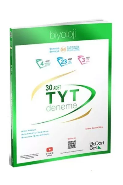 ÜçDörtBeş Yayınları 2024 TYT Biyoloji 30 Deneme Sınavı