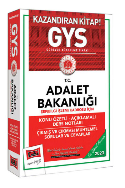 Yargı Yayınları 2023 Adalet Bakanlığı GYS Şef (Bilgi İşlem) Kadrosu İçin Konu Özetli Açıklamalı Ders Notları Çıkması Muhtemel Sorular ve Cevaplar
