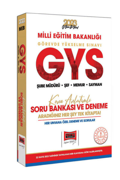 Yargı Yayınları 2023 Milli Eğitim Bakanlığı GYS Tüm Unvanları İçin Şube Müdürü - Şef - Memur - Sayman Konu Anlatımlı Soru Bankası ve Deneme