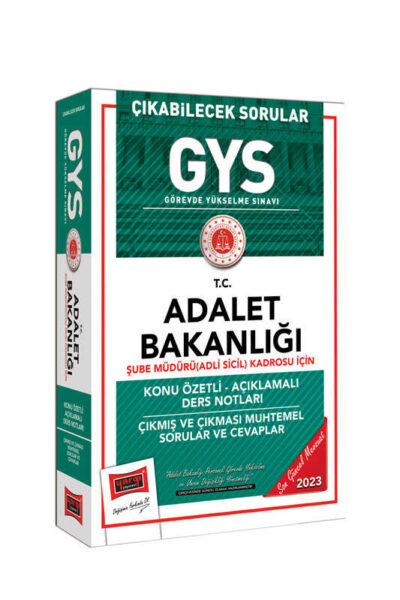 Yargı Yayınları 2023 Adalet Bakanlığı GYS Çıkabilecek Sorular Şube Müdürü (Adli Sicil) Kadrosu İçin Konu Özetli Ders Notları ve Soru Bankası