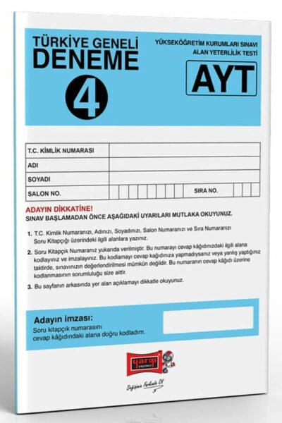 Yargı Yayınları AYT Türkiye Geneli Deneme 4