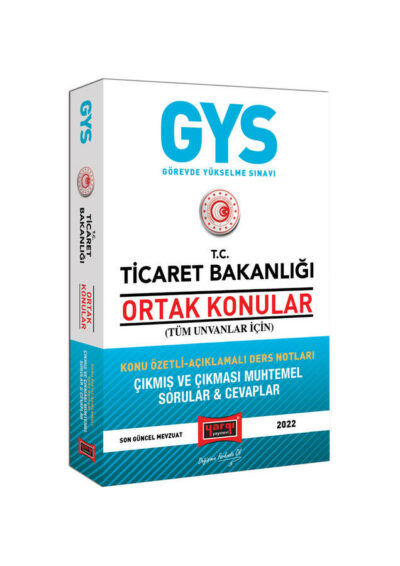 Yargı Yayınları Ticaret Bakanlığı GYS Ortak Konular (Tüm Unvanlar İçin) Konu Özetli Açıklamalı Ders Notları - Çıkmış ve Çıkması Muhtemel Soru ve Cevapları