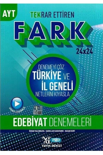 Yayın Denizi Yayınları AYT Edebiyat Fark 24x24 Tekrar Ettiren Denemeleri
