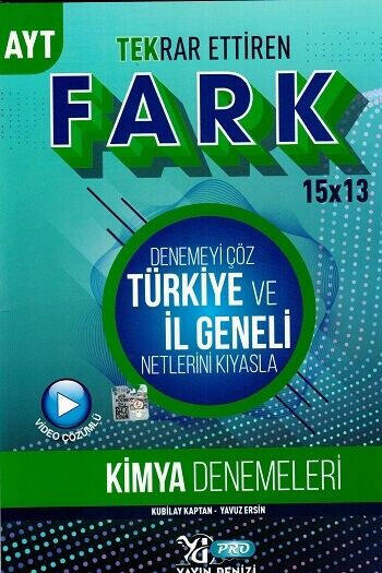 Yayın Denizi Yayınları AYT Kimya 15x13 Tekrar Ettiren Fark Denemeleri