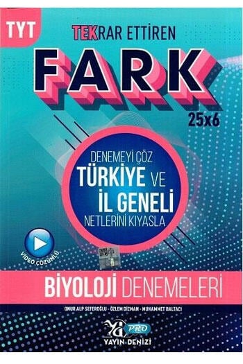 Yayın Denizi Yayınları TYT Biyoloji Fark 25x6 Tekrar Ettiren Denemeleri