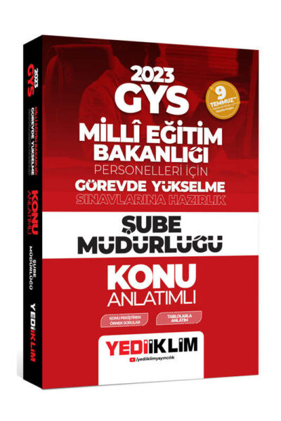 Yediiklim Yayınları 2023 GYS Millî Eğitim Bakanlığı Personelleri İçin Görevde Yükselme Sınavlarına Hazırlık Şube Müdürlüğü Konu Anlatımlı
