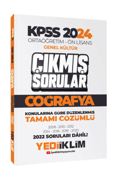 Yediiklim Yayınları KPSS 2024 Ortaöğretim-Önlisans Coğrafya Konularına Göre Çıkmış Sorular