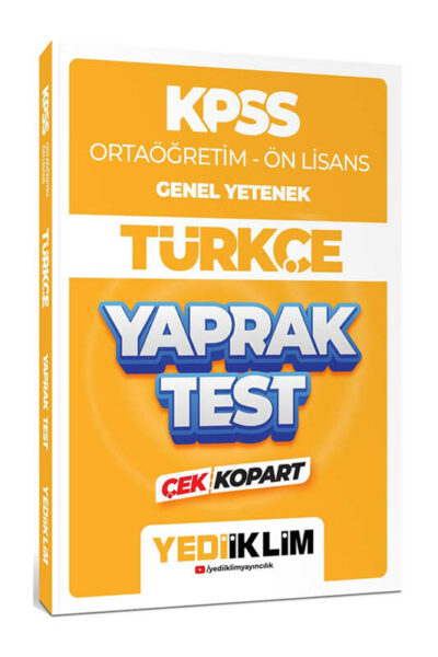 Yediiklim Yayınları 2024 KPSS Ortaöğretim Ön Lisans Genel Yetenek Türkçe Çek Kopart Yaprak Test