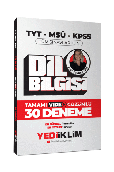 Yediiklim Yayınları 2024 Tyt-Msü-Kpss Dil Bilgisi Tamamı Video Çözümlü 30 Deneme