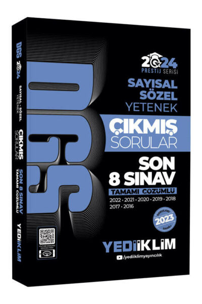Yediiklim Yayınları 2024 DGS Saysal Sözel Yetenek Tamamı Çözümlü Son 8 Sınav Çıkmış Sorular
