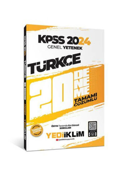 Yediiklim Yayınları 2024 KPSS Genel Yetenek Türkçe Tamamı Çözümlü 20 Deneme