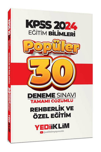 Yediiklim Yayınları 2024 Eğitim Bilimleri Rehberlik Özel Eğitim Popüler Tamamı Çözümlü 30 Deneme