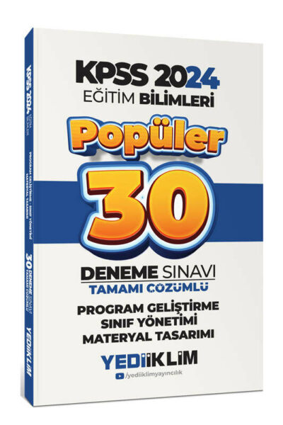 Yediiklim Yayınları 2024 KPSS Program Geliştirme Sınıf Yönetimi Materyal Tasarımı Popüler Tamamı Çözümlü 30 Deneme