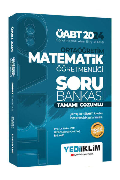Yediiklim Yayınları 2024 ÖABT Ortaöğretim Matematik Öğretmenliği Tamamı Çözümlü Soru Bankası