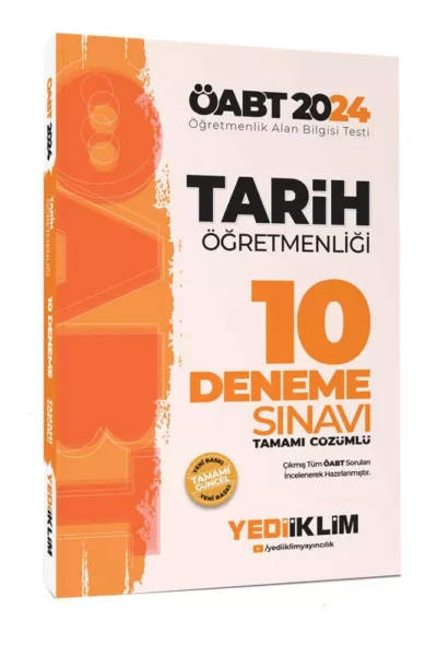 Yediiklim Yayınları 2024 ÖABT Tarih Öğretmenliği Tamamı Video Çözümlü 10 Deneme Sınavı