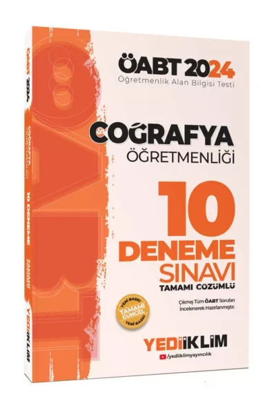Yediiklim Yayınları 2024 ÖABT Coğrafya Öğretmenliği Tamamı Çözümlü 10 Deneme