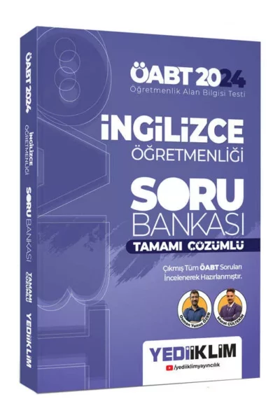 Yediiklim Yayınları 2024 ÖABT İngilizce Öğretmenliği Tamamı Çözümlü Soru Bankası