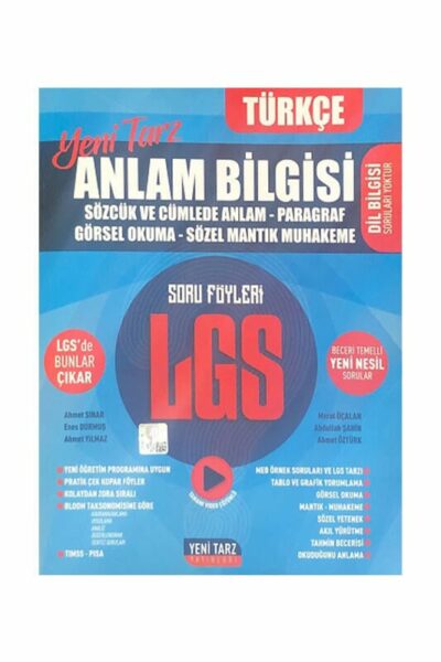 Yeni Tarz Yayınları 8. Sınıf LGS Anlam Bilgisi Soru Föyleri