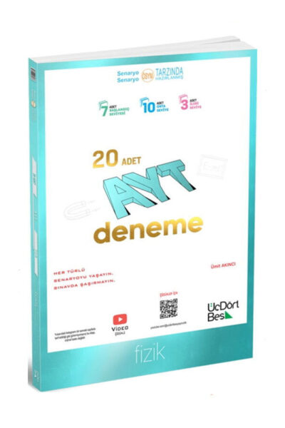 ÜçDörtBeş Yayınları 2025 AYT Fizik 20 Deneme