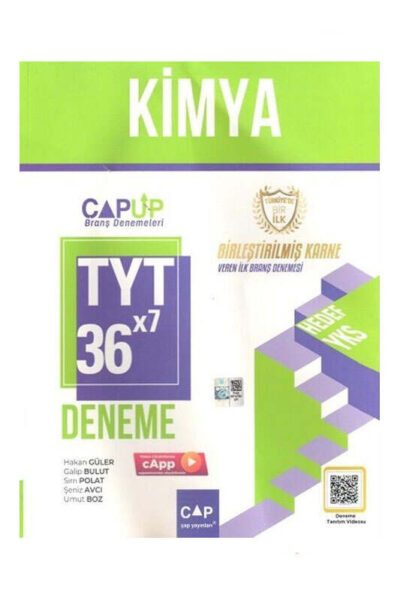 9786258225648 Çap Yayınları, TYT Kitap, Kimya, Deneme Kitabı