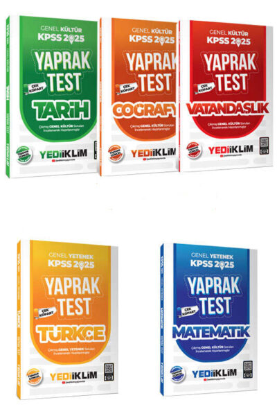 9999B1362 Yediiklim Yayınları, Tüm Dersler, KPSS Kitap, Yaprak Test Kitabı