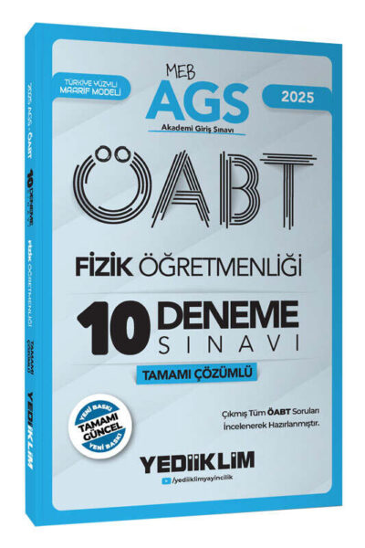 9786254318832 Yediiklim Yayınları, 2025, ÖABT Kitabı, Fizik, Deneme Kitabı