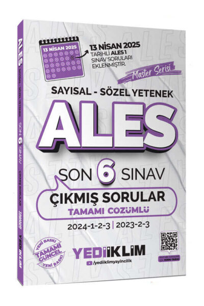 9786254319457 Yediiklim Yayınları, 2025, 2026, ALES Kitap, Çıkmış Soru Kitabı