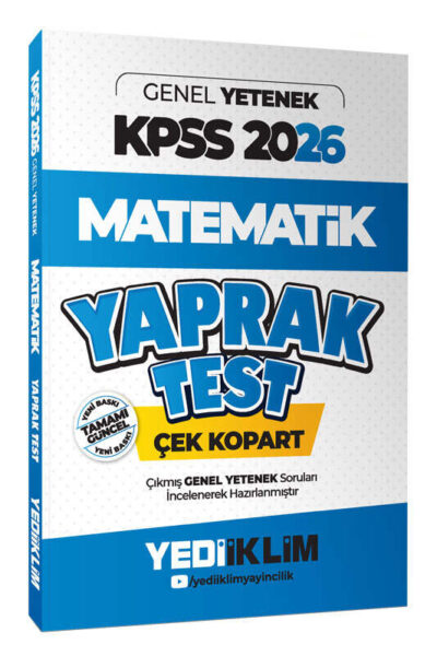 9786254319877 Yediiklim Yayınları, 2026, Matematik Kitabı, KPSS Kitap, Yaprak Test Kitabı