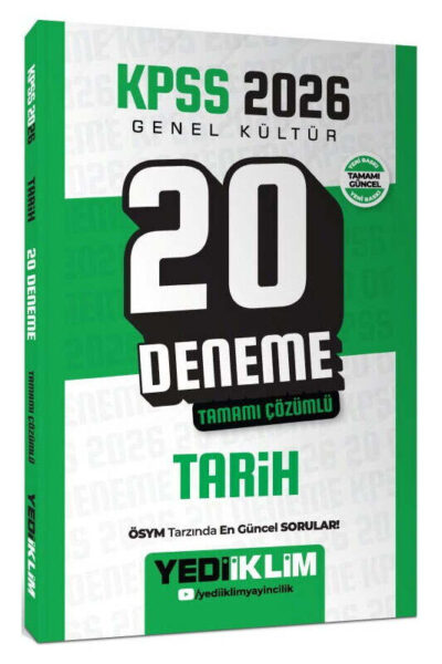 9786255781208 Yediiklim Yayınları, 2026, KPSS Kitap, Tarih, Deneme Kitabı