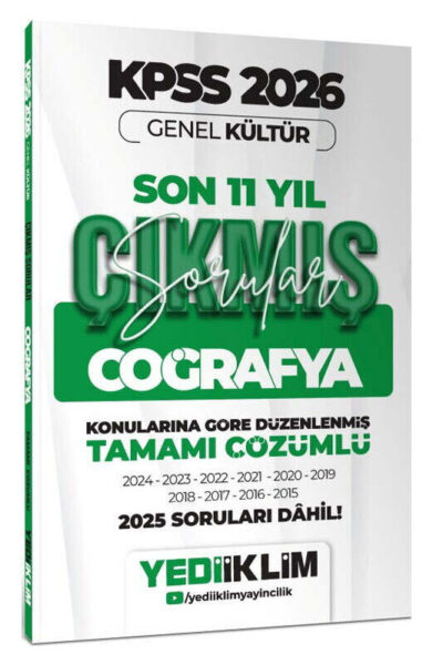9786255836878 Yediiklim Yayınları, 2026, KPSS Kitap, Coğafya, Çıkmış Soru Kitabı